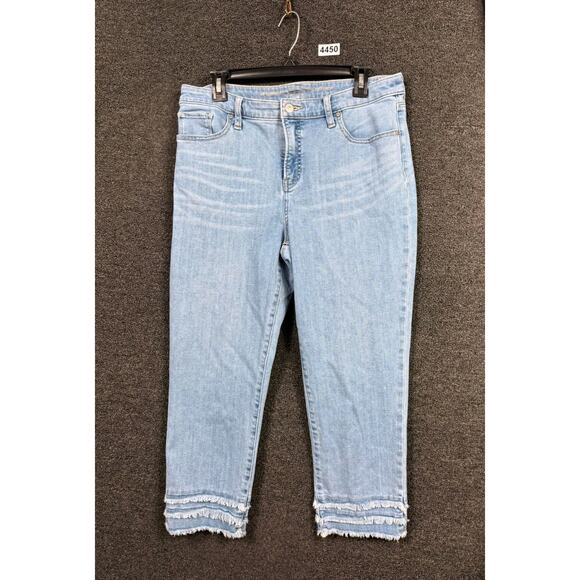 Chico's So Slimming Girlfriend Slim Leg Crop Jeans Womens Size 10 US Blue Denim - Picture 1 of 8
